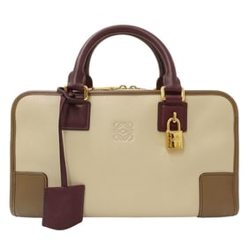 LOEWE Women's Amazona 28 Leather Handbag in Beige and Brown