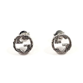 GUCCI Interlocking G 457109 J8400 0811 Earrings, 925 Sterling Silver, Unisex