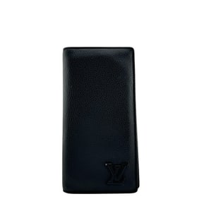 LOUIS VUITTON Wallet M69980 Portefeuille Brazza NM Bifold Long with LV Aerogramme Pattern, Black