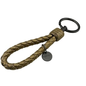 BOTTEGA VENETA Intrecciato Charm Keychain, Key Ring, Case, Men's, Gold, Unisex