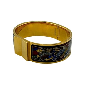 HERMES GM Enamel Cloisonne Bracelet Bangle Wrist Gold