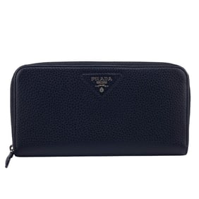 PRADA 1ML506-2BBE Round Lettering Long Wallet, Black, Unisex