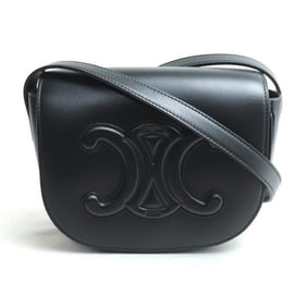 CELINE Folco Cuir Triomphe Shoulder Bag, Black, Women's, 198263DU3.38NO