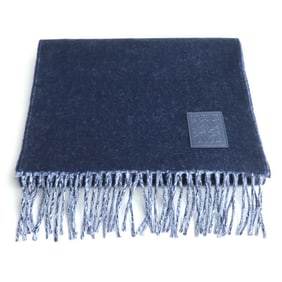 LOEWE Anagram Wool and Cashmere Scarf, Navy Light Blue, F811251X06 5142, Unisex