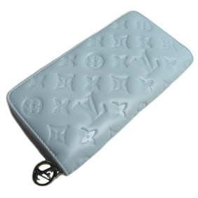 LOUIS VUITTON Louis Vuitton Zippy Wallet, Round, Monogram Embossed, Washed Blue, M83682, Women's