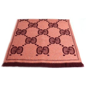 GUCCI GG Wool Lamé Jacquard Scarf/Muffler in Pink and Wine Red (598993 3GC15) for Women