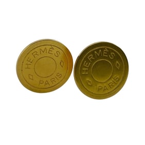 HERMES Serie Dangle Earrings, No Hole, Gold