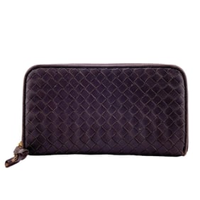 BOTTEGA VENETA Bottega Veneta Round Intrecciato Long Wallet Brown