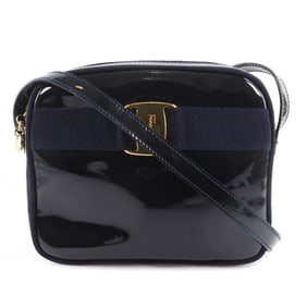 Salvatore Ferragamo Vara DE-21 3096 Patent Leather Black Women's Shoulder Bag