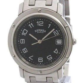 HERMES Clipper Stainless Steel Quartz Mens Watch CL6.710 Polished