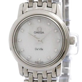 OMEGA De Ville Prestige Diamond MOP Steel Ladies Watch 4570.75 Polished