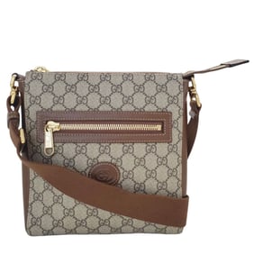 Gucci Men's GG Supreme Canvas Shoulder Bag (682357) in Brown and Black. Perfect for Summer.