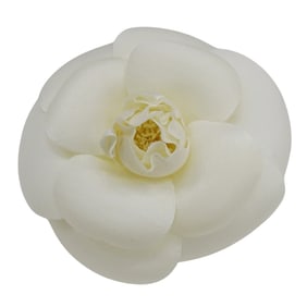 CHANEL Camellia Brooch, Women's, Canvas Corsage, White, Flower