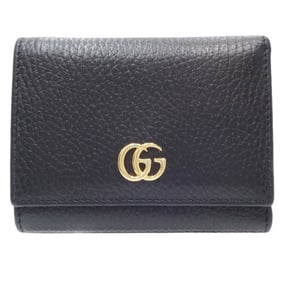 GUCCI Petit Marmont Compact Wallet 474746 Trifold Leather Black 180123