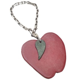 HERMES Fruit Charm Apple Keychain Leather Red 083882