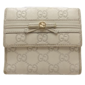 GUCCI W hook Guccisima 256997 bifold wallet leather ivory 083701