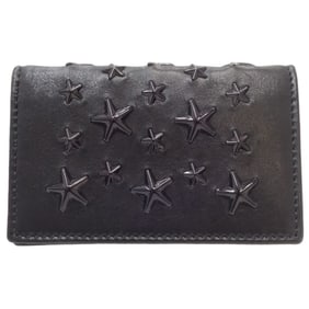 Jimmy Choo Star Studs NELLO Card Case Leather Black 083682