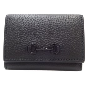 GUCCI Gucci Horsebit Compact Wallet 745988 Trifold Calf Black 180281