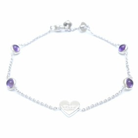 GUCCI Heart Tag Bracelet Amethyst #17 Silver 925 291367