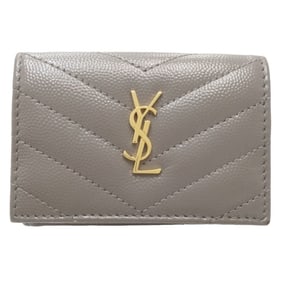 SAINT LAURENT Origami Tiny Wallet Cassandra Matelasse 668274 Trifold Calf Greige 180280