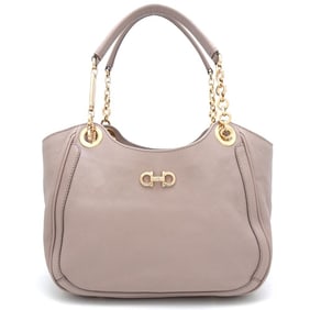 Salvatore Ferragamo Chain Handle AU-21 B992 Tote Bag Gancini Leather Beige 352105