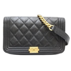 CHANEL Wallet Chain A81969 Boy Chanel Caviar Skin Black 181348