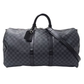 Louis Vuitton Men's Keepall Bandouliere 55 Boston Bag in Damier Graphite Canvas, Black, N41413,