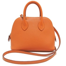 HERMES Bolide 1923 Mini Handbag in Chevre Orange Poppy, Women's, 253127