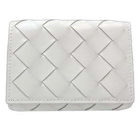 BOTTEGA VENETA Bottega Veneta Tri-fold Compact Wallet Intrecciato Leather White Women's 181607
