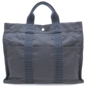 HERMES Air Line Tote MM Handbag in Nylon Canvas, Gray, Women's, 352674
