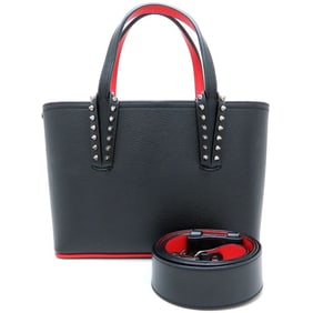 Christian Louboutin Kabata E W Mini Handbag (1205054CM53) in Calfskin with Studs, Black and Red,