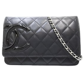 CHANEL Wallet Chain 6646 Cambon in Lambskin and Enamel, Black, Women's, 181599