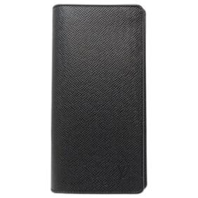 LOUIS VUITTON Taiga Long Wallet M30501 Portefeuille Brazza Black Men's 181646
