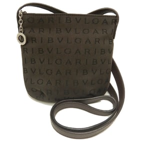 BVLGARI Bvlgari Mania Pochette Shoulder Bag in Brown Canvas and Leather, Women's, 253126