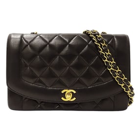 CHANEL Diana Shoulder Bag, Black Lambskin with Gold Hardware and Chain Strap, for Women