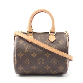Louis Vuitton Nano Speedy Shoulder Bag, Coated Canvas and Leather, Monogram, Women's, Brown, M61252