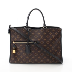 Louis Vuitton Popincourt MM Handbag, Coated Canvas and Leather, Monogram, Women's, Brown Black,
