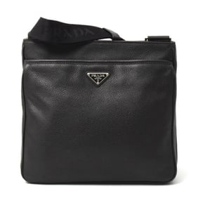 Prada Men's and Women's Triangle Shoulder Bag/Crossbody Bag in Black Calfskin, 2VH019 PRADA