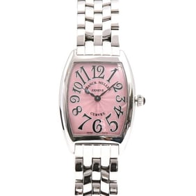 Franck Muller Women's Tonneau Curvex Battery-Operated Watch with Pink Guilloche Design, Stainless