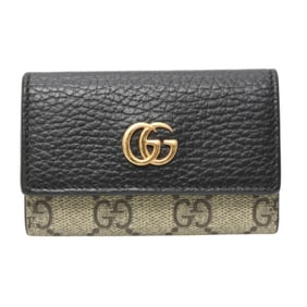 Gucci 6-Key Case for Men and Women, GG Supreme Leather, Beige Black, 456118