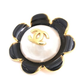 Chanel Brooch for Women, Coco Mark, Flower, Imitation Pearl, Black, Gold, Faux CHANEL, 24 GP