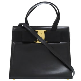 Salvatore Ferragamo Vara Ribbon BA214178 Leather Black Handbag 1621Salvatore