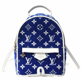 Louis Vuitton Women's Palm Springs Mini Backpack in Monogram Jacquard Velvet and Leather, Blue,