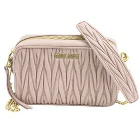 Miu Miu Miu Women's Matelasse Chain Shoulder Bag in Pink Leather