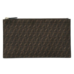 Fendi Women's Zucca Pattern Clutch Bag/Second Bag in Brown Leather (8N0149)