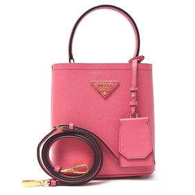 Prada Women's Saffiano Leather Pannier Hand Shoulder Bag in Pink, PRADA 1BA217
