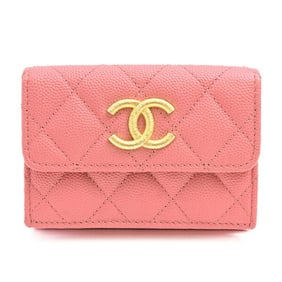 Chanel Women's Matelasse Small Flap Compact Wallet in Coral Pink Caviar Skin, AP3518