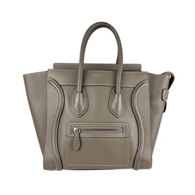 Celine Luggage Micro Shopper Handbag in Greige Leather, Women's, Z6729
