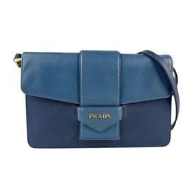 Prada PRADA Shoulder Bag/Wallet Leather Blue Navy Gold Women's z6722