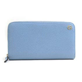 Gucci round long wallet in light blue leather, men's and women's, 449347 h31502g
